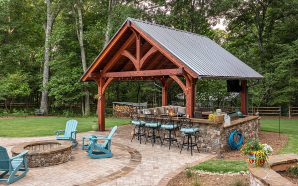 18x18 Kingston Pro Timber Frame Pavilion Side Corner