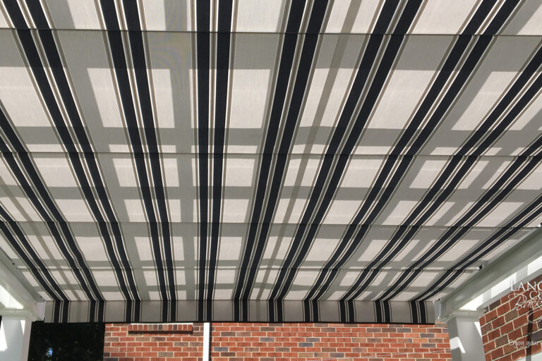 vinyl backyard patio pergola featuring navy taupe fancy shad can