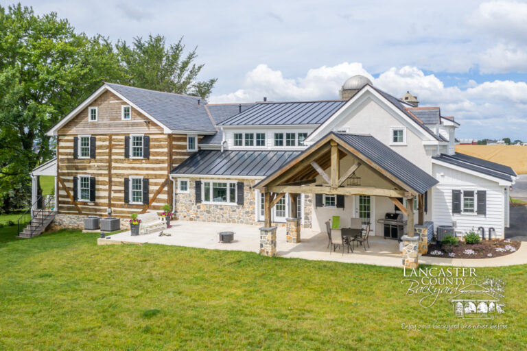 custom reclaimed timber frame kitchen and pavilion