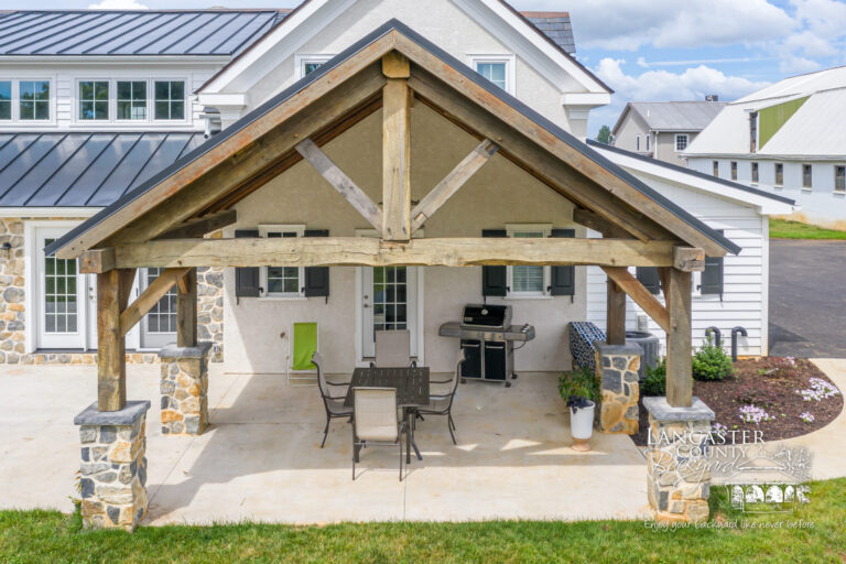 custom timber frame reclaimed kitchen and pavilion