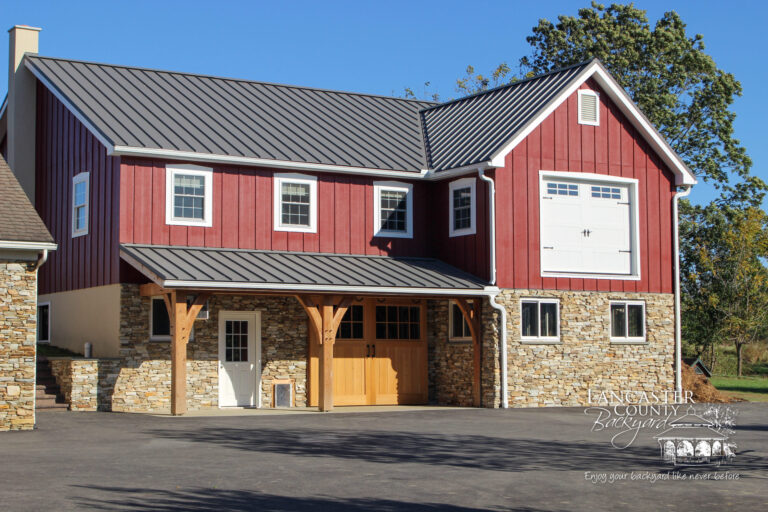 heavy timber frame attached barn porch in pa