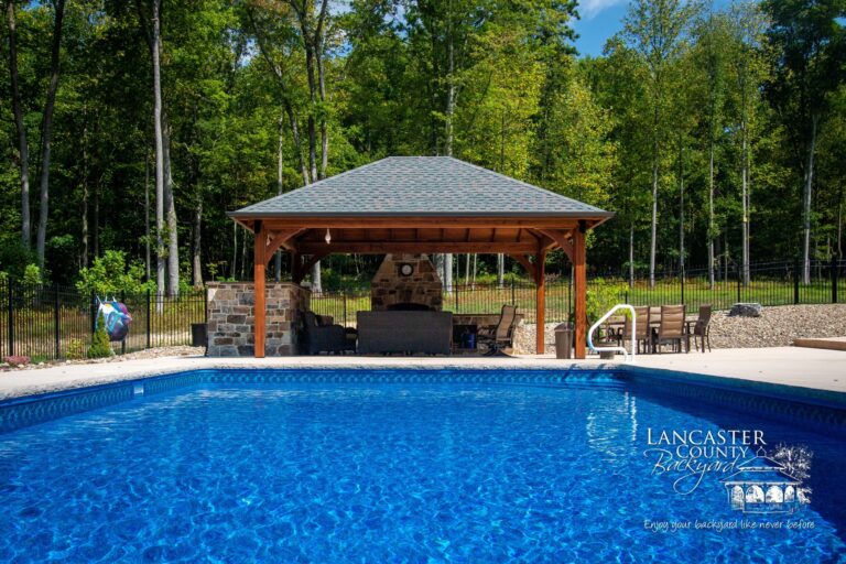 16x20 cheyenne outdoor wood pavilion with pool
