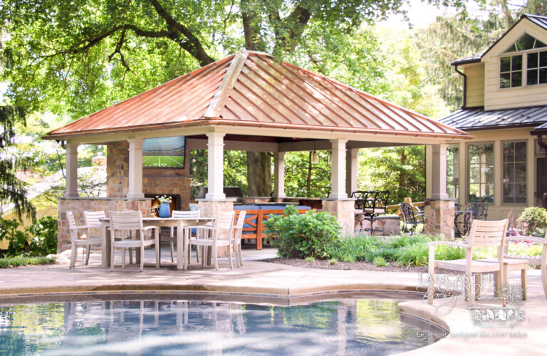 Caribbean Vinyl pavilion with outdoor fireplace scaled 768x500 f50 50