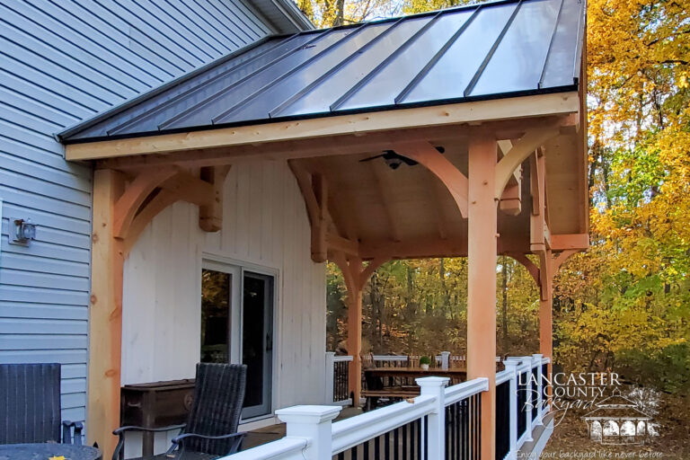 20x12 denali timber frame pavilion standing seam metal roof