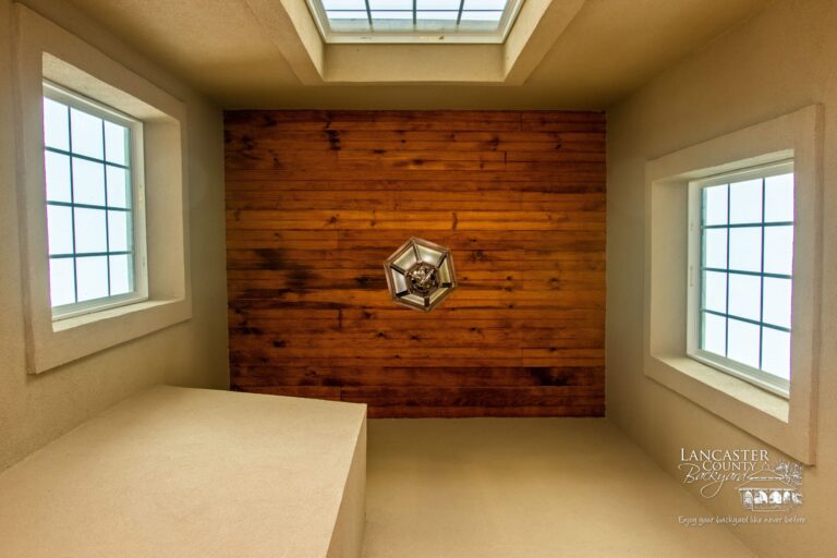 timber frame ceiling with ceiling light