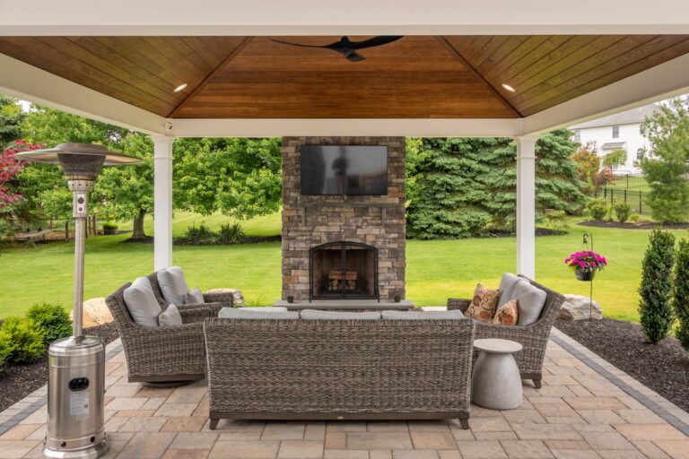 18x20 caribbean vinyl pavilion with outdoor furniture
