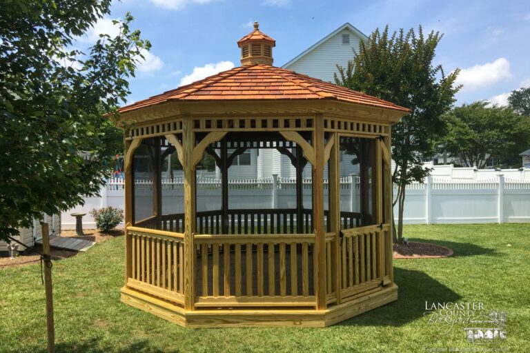 12' wood octagon gazebo with screen