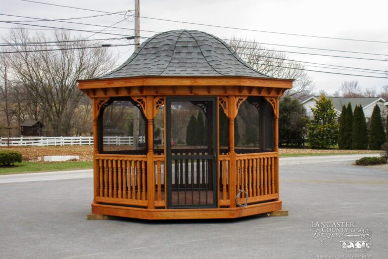 12' wood octagon gazebo with a wood bell roof