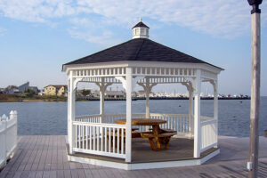 vinyl octagon gazebo on seashore