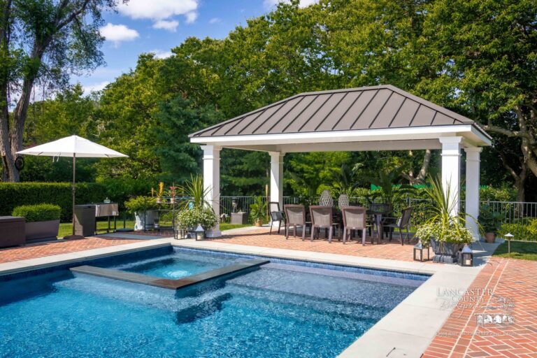 12x20 caribbean vinyl pavilion in a backyard
