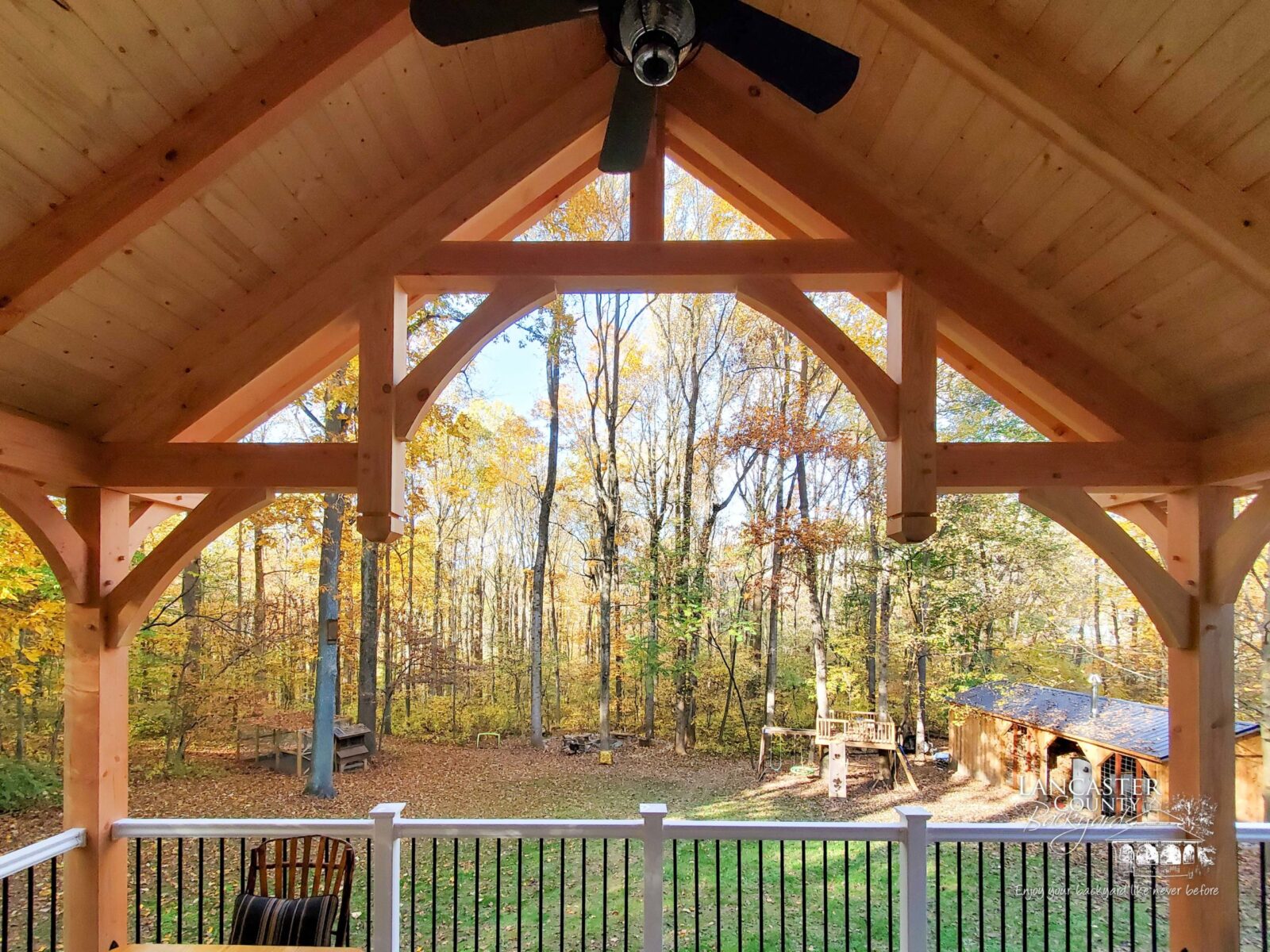 20x12 denali timber frame pavilion with fan