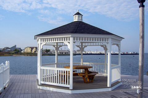 vinyl gazebo by a lake in wilmington delaware