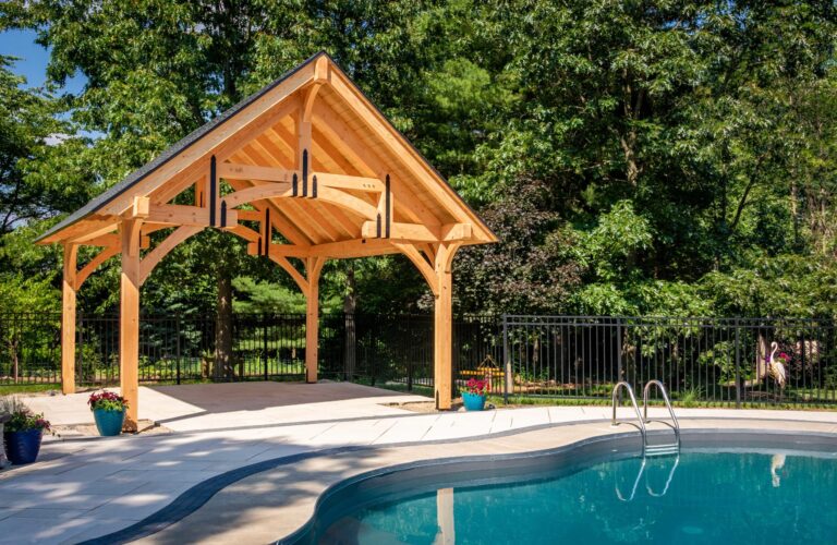 Timber frame pavilion kit installed scaled 768x500 f50 50