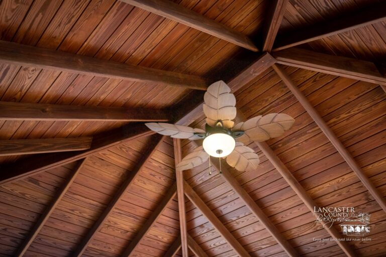 ceiling fan in an outdoor pavilion