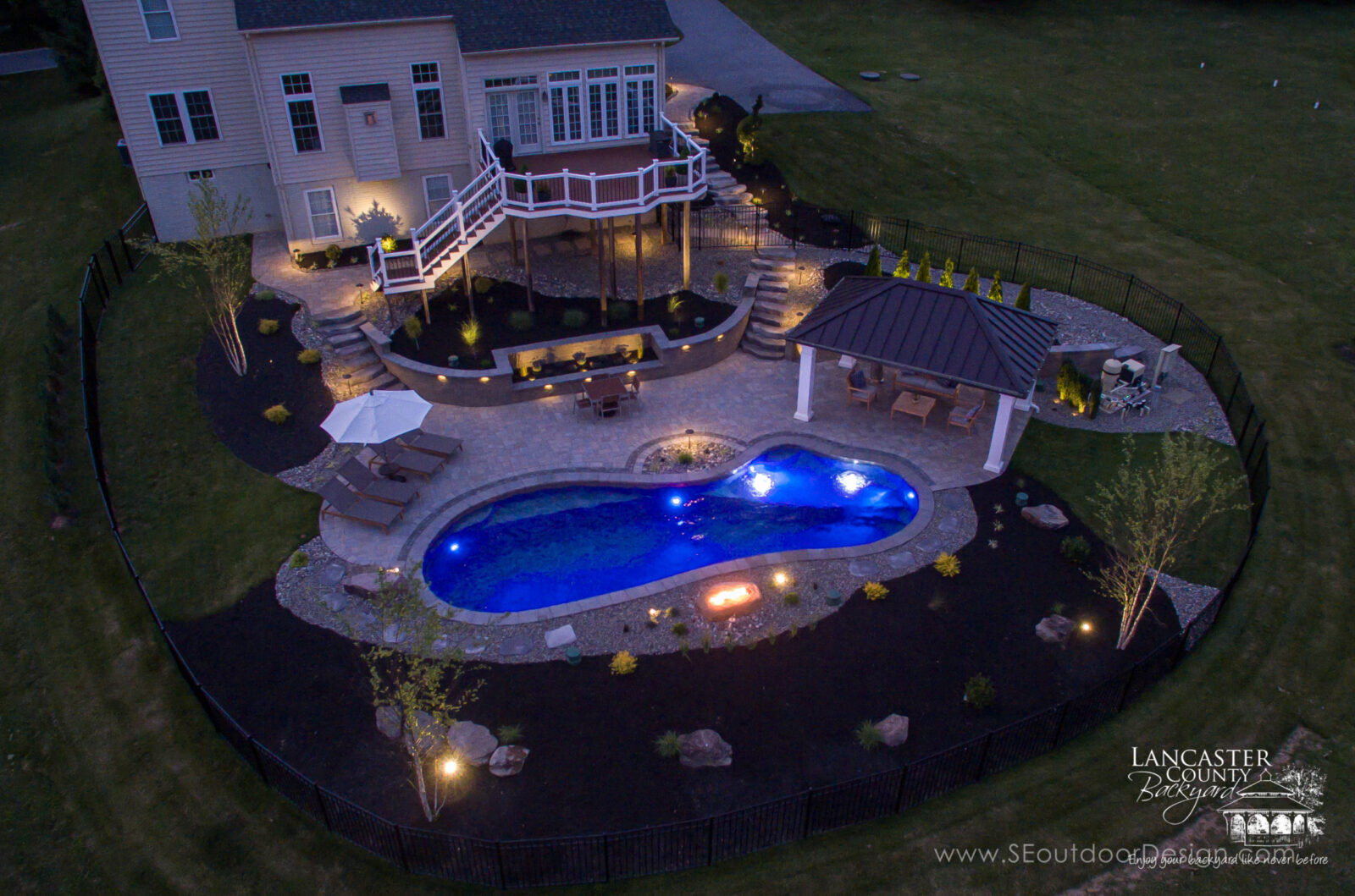 pool pavilion lightening