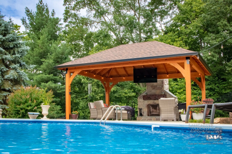 14x20 poolside wood pavilion