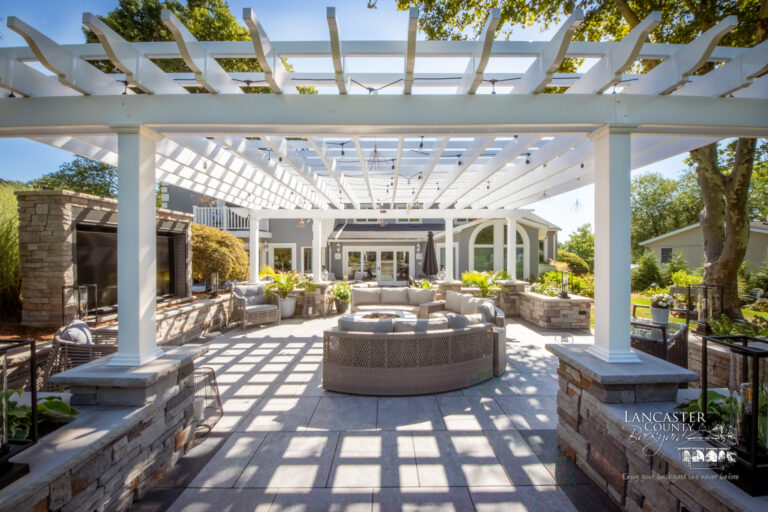 18x22 carolina vinyl pergola backyard structure in livingston nj
