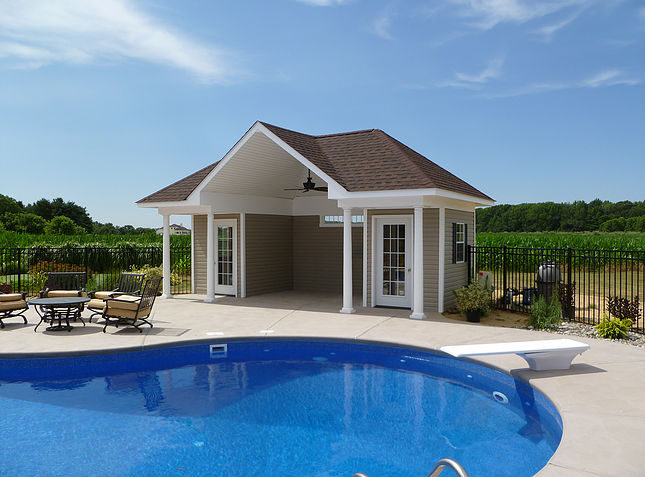 cabana use for privacy near the pool