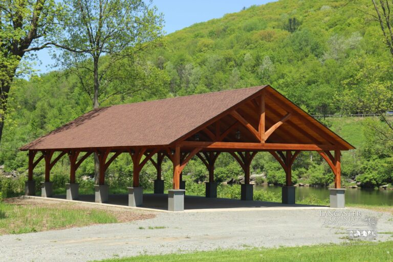 30x60 kingston timber frame pavilion in deposit new york