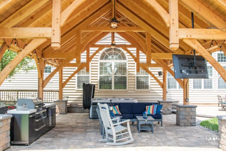 pavilion with hot tub and tv in pottstown pa