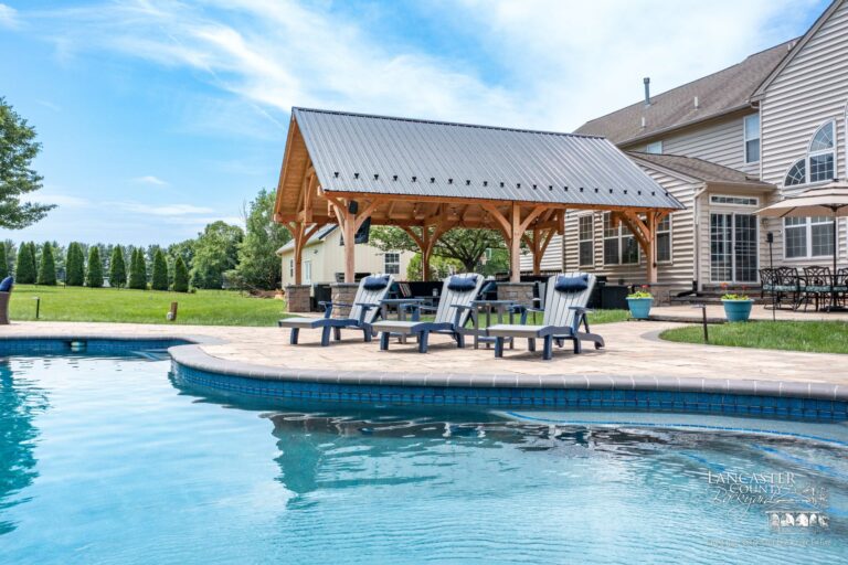 poolside timber frame pavilion in pottstown pa