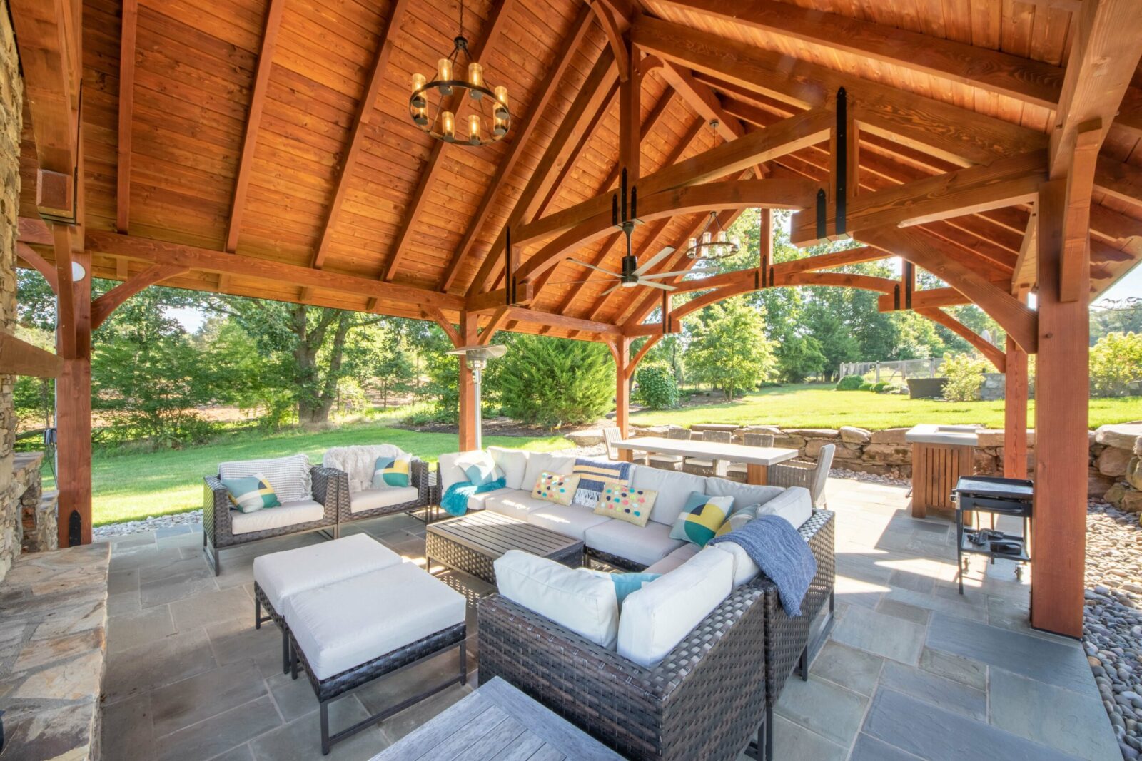 large timber frame pavilion interior