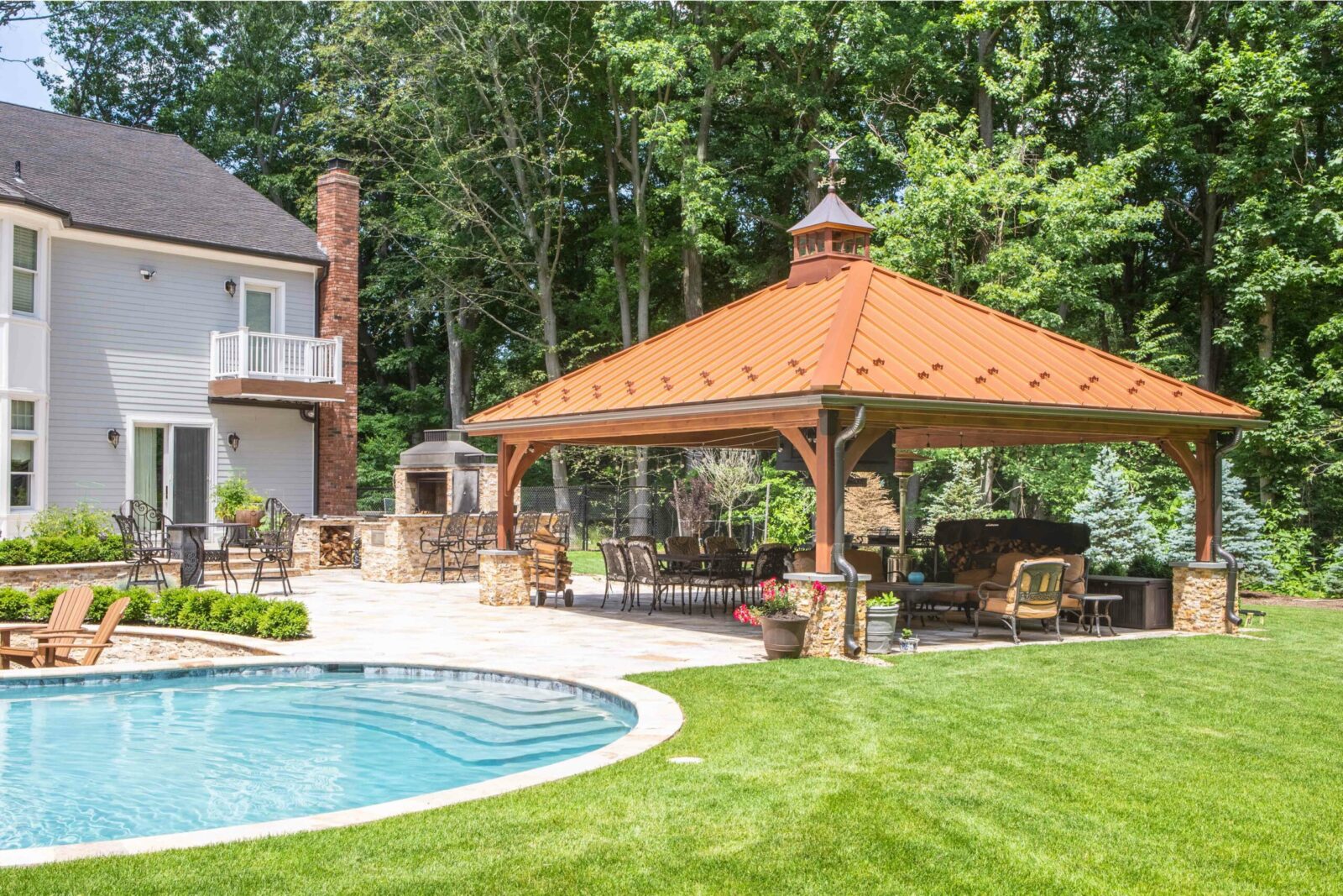 wooden outdoor kitchen pavilion