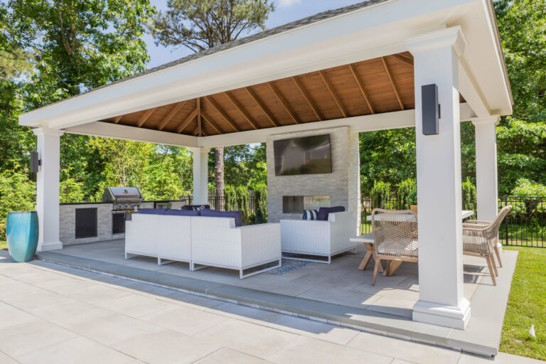 14x24 caribbean vinyl pavilion with wood ceiling