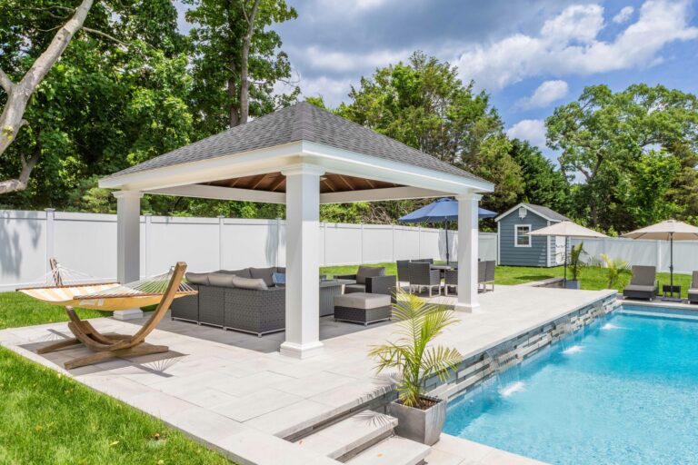 16x16 caribbean vinyl pavilion with hemock