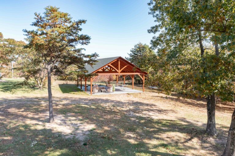 30x40 kingston timber frame pavilion in the woods
