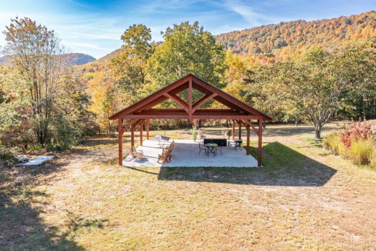 30x40 kingston timber frame pavilion in warfordsburg with a view