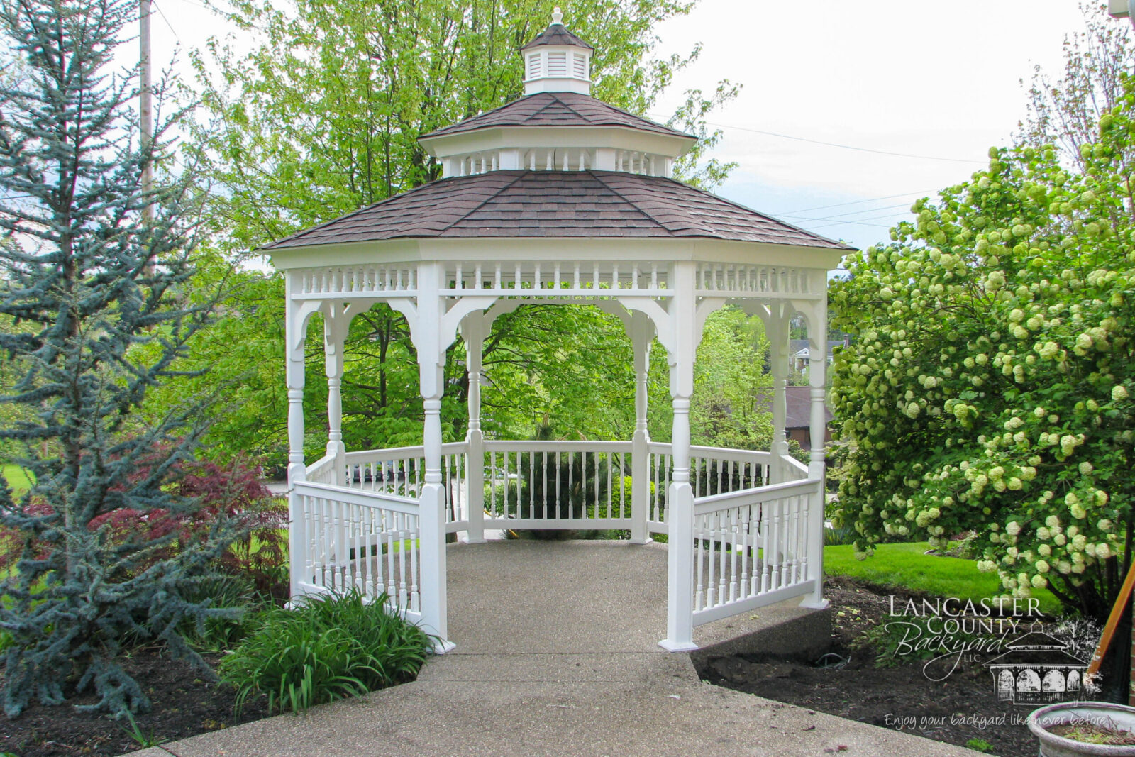 Amish built vinyl octagon hardtop gazebo