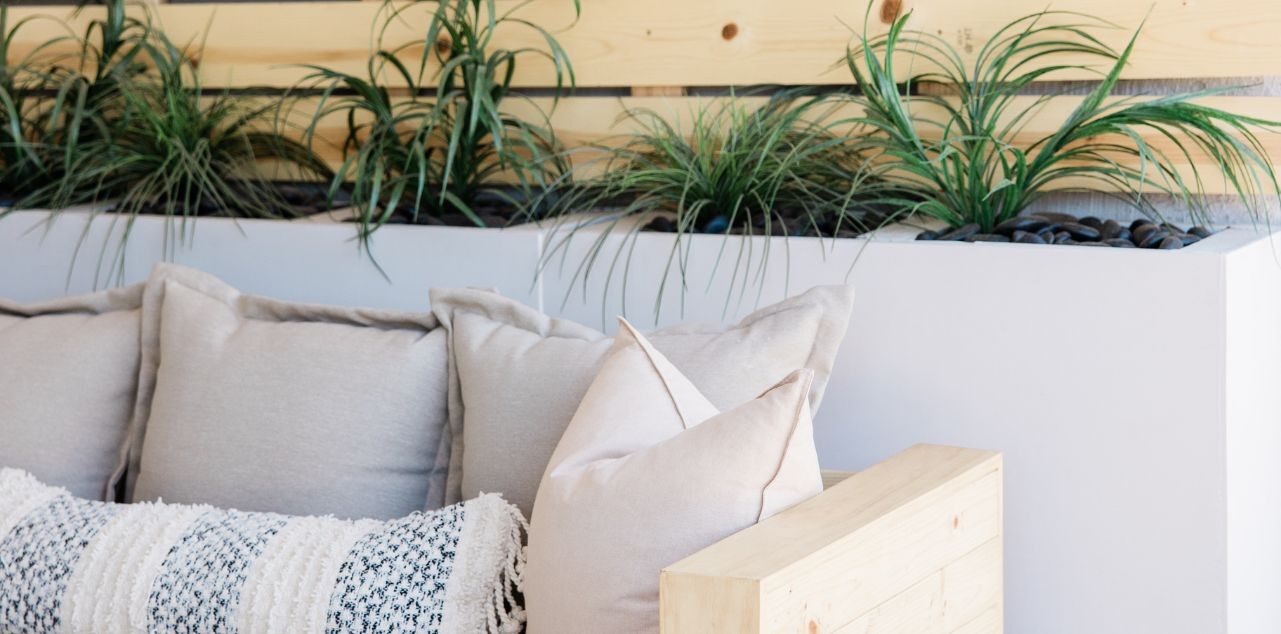 Outdoor couch with garden box