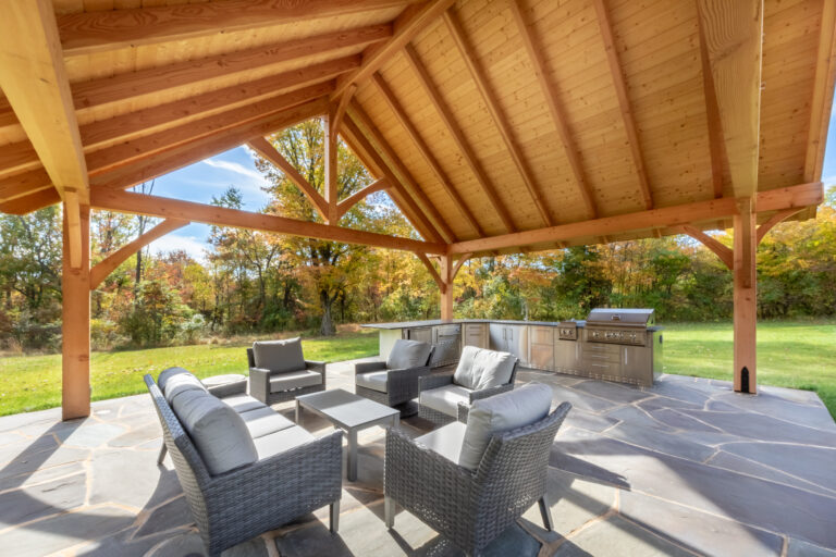 24x22 Kingston Timber Frame Pavilion in Warminster PA interior 768x512 f50 50