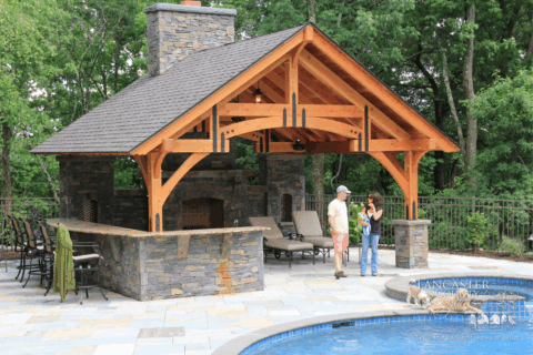 Photo Gallery of Outdoor Pavilions For Sale in Virginia 3, Couple outside pavilion poolside
