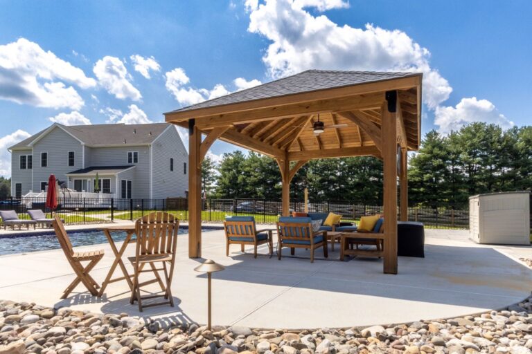 12x16 Cheyenne Wood Pavilion, side table