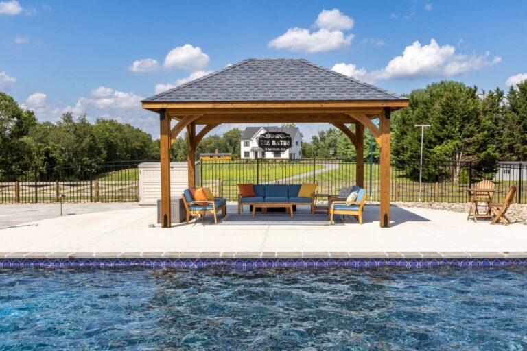 12x16 Cheyenne Wood Pavilion, Front of pool