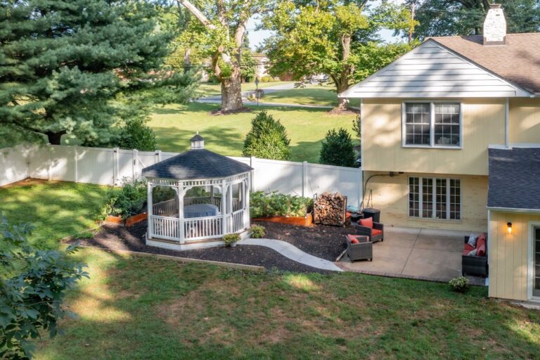 Aerial view of 12' Octagon Vinyl Gazebo