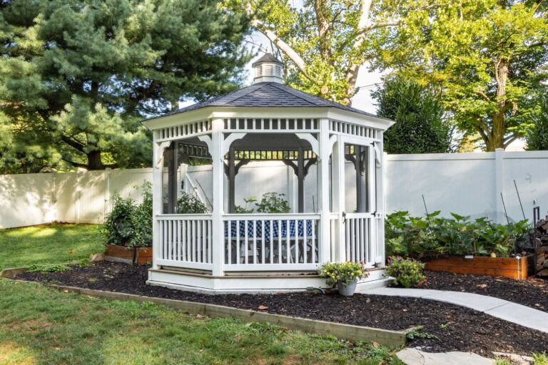 Side view of 12' Octagon Vinyl Gazebo