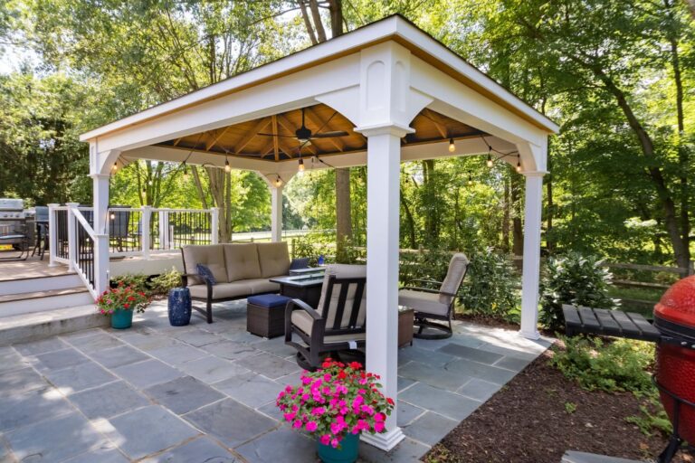 Corner view 12x16 Shoreline Vinyl Pavilion