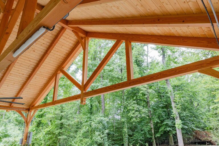 Inside top corner of 40x60 Kingston Timber Frame Pavilion