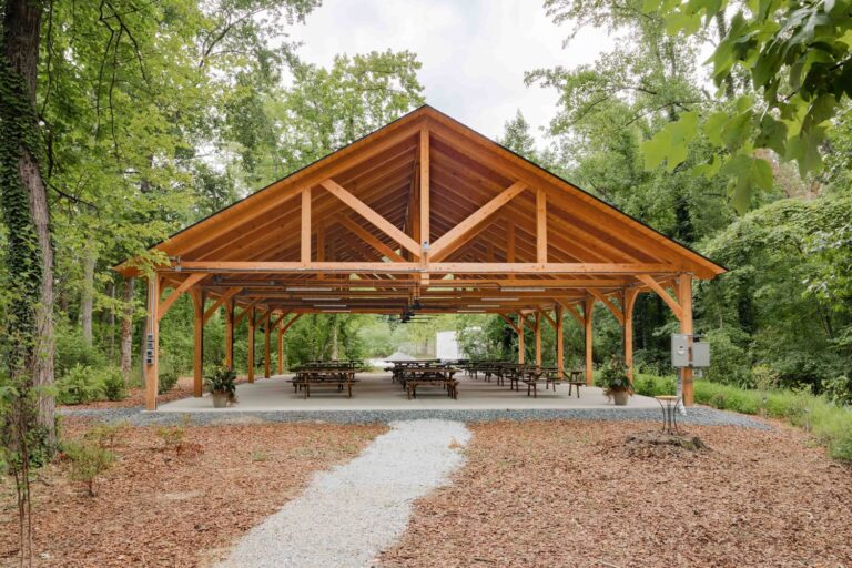 40x60 Kingston Timber Frame Pavilion with trail