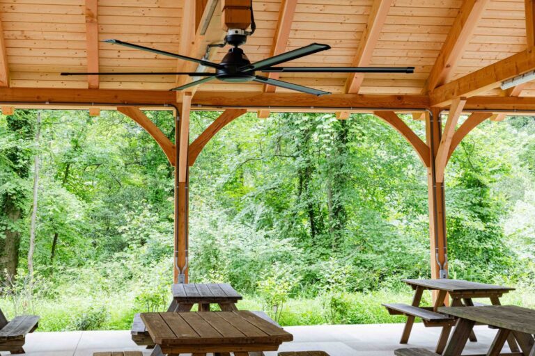 Side of inside of 40x60 Kingston Timber Frame Pavilion