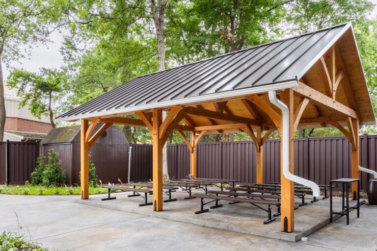 back corner view of 20x24 Kingston Timber Frame Pavilion