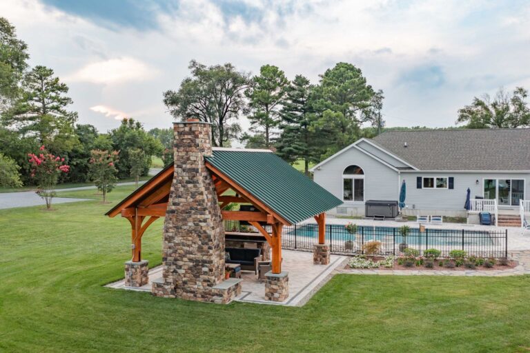 18x20 Kingston Pro Timber Frame Pavilion from behind