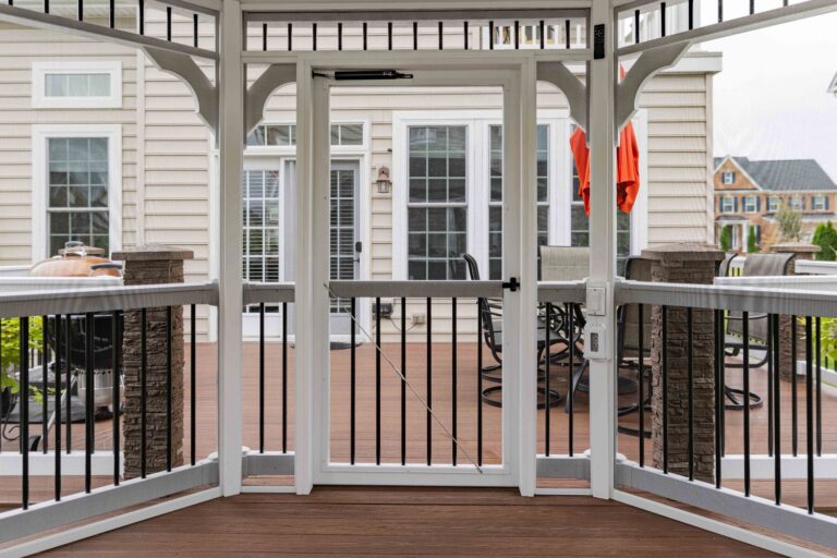 Door and house view of 14' Octagon Vinyl Gazebo