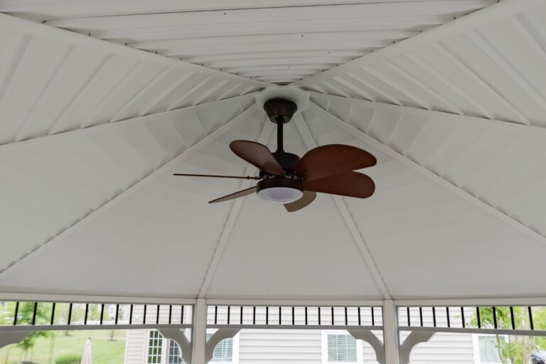 Ceiling fan inside 14' Octagon Vinyl Gazebo