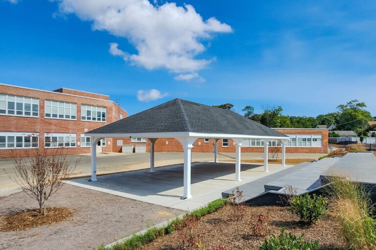 24x48 Montford Vinyl Pavilion in front of middle school building