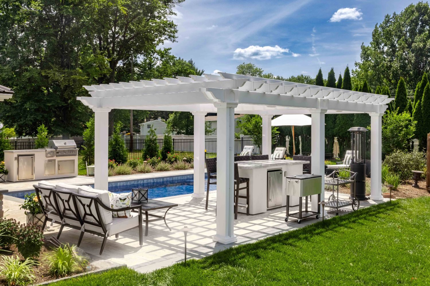 Side and inside of 12x20 Cancun Pergola