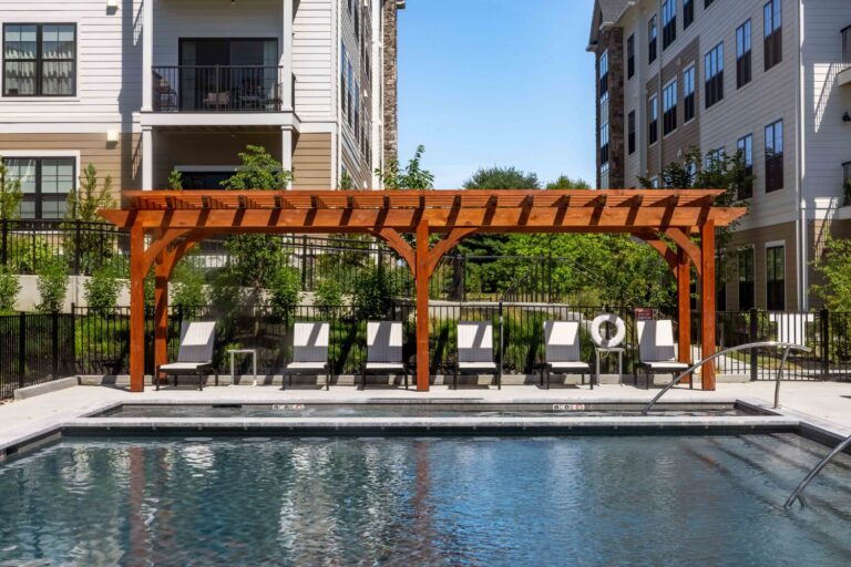 Pool and Boulder Pergola
